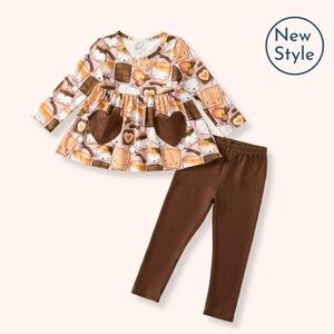 New Style Kids Matching Set - Brown and Cream